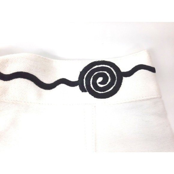 Vintage 1980s Gene Ewing White Stirrup Pants Black Scroll Design Womens Size 8 - Picture 7 of 12